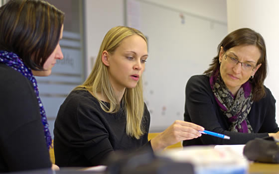 A teacher working with administrators.